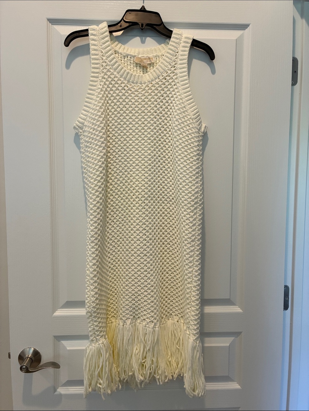 MICHAEL Michael Kors Ivory Fringe Knit Sleeveless Dress